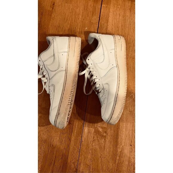 Nike AF1 White Leather Mens Sneakers Size 12.5 (B) - Picture 6 of 13